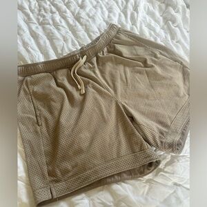 Tan Mesh Athletic Shorts